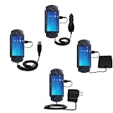 Road Warrior Kit for the Sony PSP includes a Car & Wall Charger AND USB cable AND Battery Extender - Gomadic Brand w/ TipExchange Technology