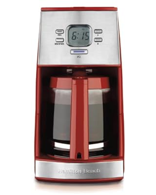 Hamilton Beach Ensemble 12-Cup Coffeemaker with Glass Carafe, Red