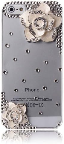 Pioneer Tech® LUXURY 3D Crystal Diamond BLING Hard Case Cover Skin For Apple iPhone 5 5S (Flower-4)