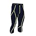 Baleaf Men's Cool Running Fitness Compression 3/4 Leggings Tights Navy Size L