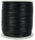 Round Leather Cord, 1mm Black, 25 Meter Spool (~28 Yards) for Beading, Jewelry, Crafts