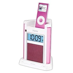 iHome iH4 Alarm Clock Speaker System with Dock for iPod (Pink)