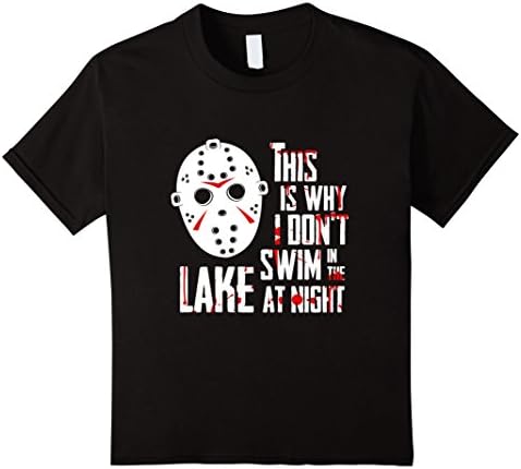 Kids Scary Jason Hockey Mask Movie Halloween Costume T Shirt 10 Black