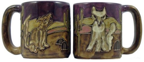 One (1) MARA STONEWARE COLLECTION - 16 Ounce Coffee Cup Collectible Mug - Desert, Cactus, Coyote Design
