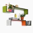 Trista - [Grass Green & Orange] S-Shaped Leather Wall Shelf / Bookshelf / Floating Shelf (Set of 2)