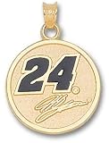 Driver Number 24 Round 3/4 Enameled Enamel Pendant -14K/10K, Stainless Steel or Gold Plated