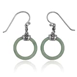 Sterling Silver Marcasite and Jade Open Circle Earrings