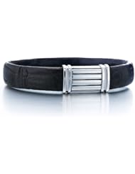 J.Goodman Sterling Silver Black Leather Bracelet