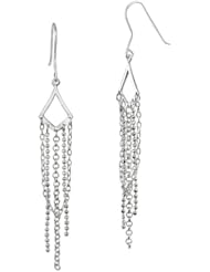 Sterling Silver Angled Swing Fringe French Wire Earrings