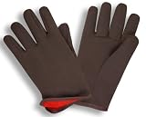 G & F 4414L-DZ Brown Jersey gloves with Red Fleece Lined, Winter Gloves, Large, Sold By Dozen