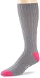 2(x)ist Mens Cable Knit Color Block Boot Socks , Gray/Pink, 10-13