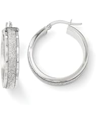 14k White gold Leslies Fancy Glitter Infused Hoop Earrings