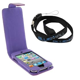 GTMax Premium Purple Flip Leather Case for Apple iPod touch 8GB 32GB 64GB (4th Generation) 4 4G