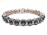 Silver Blue Crystal Magnetic Clasp Bangle Bracelet Fashion Jewelry