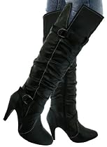 New Womens Over The Knee High Pirate Style Heel Boots