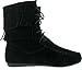 Forever Candice-22 Women's Sassy Two Layer Fringe Moccasin Ankle Booties