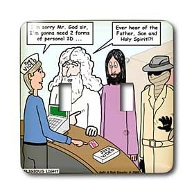 Rich Diesslins Funny Religious Light Cartoons - God Id Needed at Video Check-Out - Light Switch Covers - double toggle switch