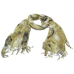 Butterfly Thin Summer Light Scarf Shawl Wrap Multi Beige