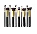 HOSL 10PCS Premium Synthetic Hair Makeup Brush Set Cosmetics Foundation Blending Blush Face Powder Brush Makeup Brush Kit (Golden and Black)