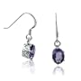 Small Sterling Silver Oval Amethyst Filigree Basket Hook Earrings