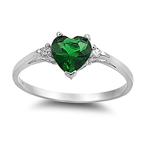CHOOSE YOUR COLOR Sterling Silver Heart Promise Ring