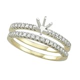 14K Yellow Gold 1/4 ct. Diamond Semi Mount Engagement Set