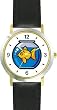 Goldfish in Bowl Animal - WATCHBUDDY&reg; DELUXE TWO-TONE THEME WATCH - Arabic Numbers - Black Leather Strap-Size-Large ( Men's Size or Jumbo Women's Size )