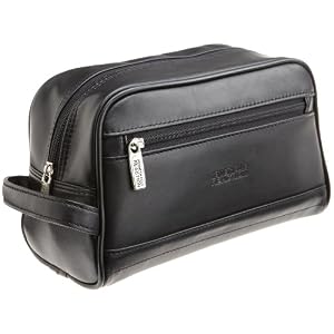 Kenneth Cole REACTION Men's Leather Zip Top Travel Kit