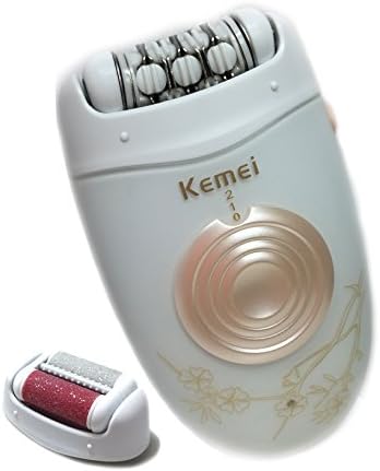 Best 2-in-1 Rechargeable Epilator + Foot Callus Remover (FYOLA)- Hair Removal System with Interchangeable Shaving Head and Foot Shaver