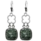Seraphinite Square Earrings Set In .925 Sterling Silver