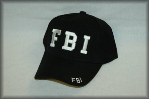 FBI Premium Baseball Hat Quality Black with White Rasied Embroidery Lettering Velcro closure Adjustable fit