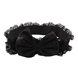 Allegra K Women Bowknot Detailing Metal Buckle Elastic Black Lace Waist Belt