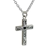 British Jewellery Workshops Silver 30x20mm hand engraved block Cross with Cable link chain