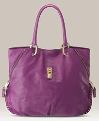 Marc Jacobs Turnlock Leather Amber Padlock Shoudler Bag Tote Purple