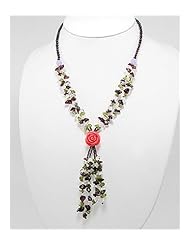 Rose Glass Beads Necklace In Zinc