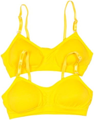 2 Pack Gyrl Co. Big Girls Sports/Training Bra (Large, Yellow)