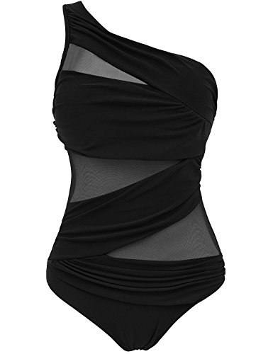Saslax Inspired Fashion Figures Jena OTS One Piece Maillot Mesh Swimsuit (XXL, 8995-Black)