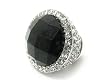 Crystal Side Facet and Glass Stone Stretch Fashion Ring