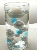 Wholesale Unique Transparent Water Gels Jumbo Packet with Blue Water Gels Color Accents Vase Fillers..... The White Pearl Beads are Sold Separately.