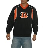 Mens NFL Cincinnati Bengals Pullover Jersey Jacket / Windbreaker with Emboridered Logo - Black & Orange (Size: M)