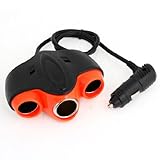 uxcell　シガースプリッタ　シガーライター　３つのソケット　カースプリッタ　アダプタ　充電器　車用　DC　12V　ブラック　オレンジ