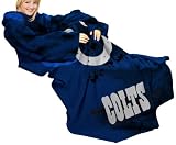 NFL Indianapolis Colts Adult Comfy Throw, Officially Licensed Blanket with Sleeves by Northwest, "Smoke" Design