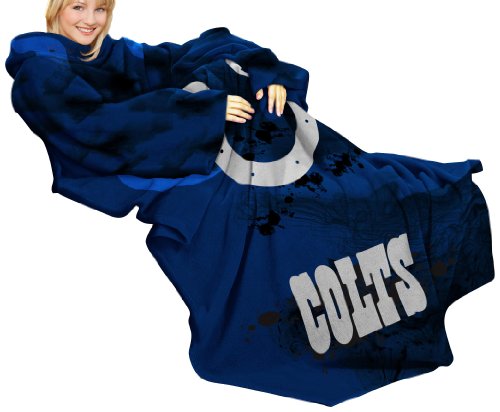 NFL Indianapolis Colts Adult Comfy Throw, Officially Licensed Blanket with Sleeves by Northwest, 