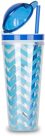 Thirzt 2 Go AC3005SS Tumbler with Snack Compartment, 16 oz, Chevron Turquoise