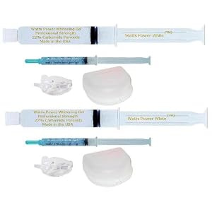 22% Sensitive - Watts Power Teeth Whitening Kits with FCP Enamel Gels plus NT Teeth Shields - 2 Pack