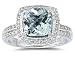 2.50ct Cushion Cut Aquamarine & Diamond Ring in 14K White Gold