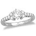 14k White Gold Round Diamond Engagement Ring w/ Round Sidestones (1/2 ct center, .83 cttw, G-H Color, I1 Clarity)