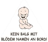Aufkleber Kein Balg mit blödem Namen an Bord, Sticker