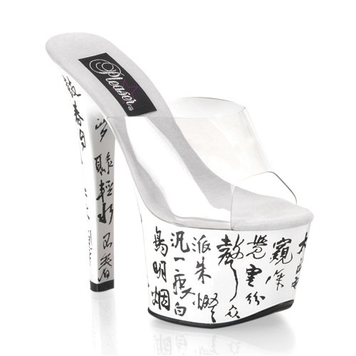 Women's Sexy Platform Shoes 6 3 4 Inch Stiletto Heel SlideChinese Japanese Costume Accessory White