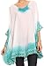 Sakkas Jix Long Embroidery Crochet Lace Tie Dye V Neck Poncho Blouse Shirt Top